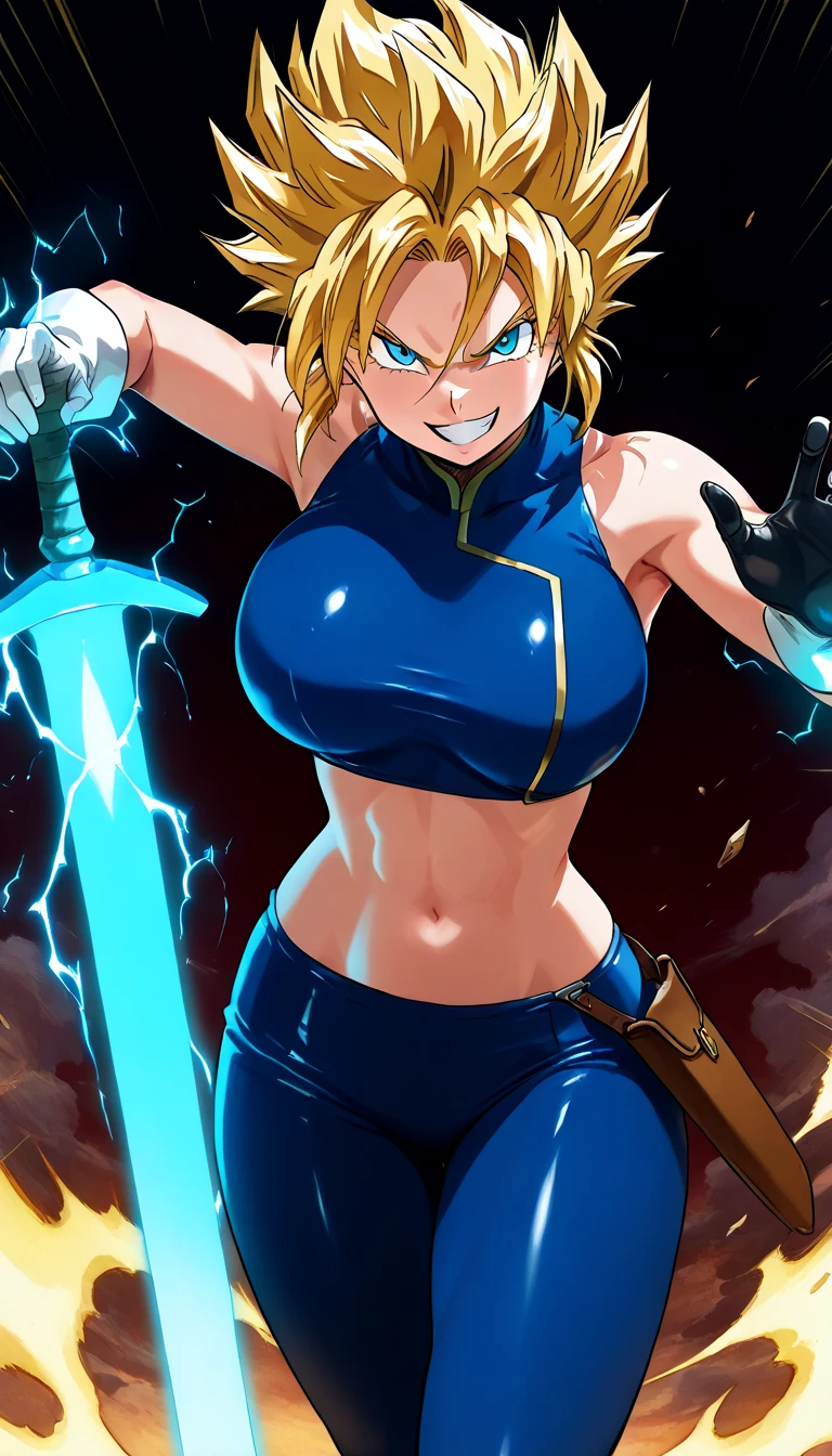 great quality, (1 woman), very focused face, diamond face, perfect eyes, (wearing mage robe), mage robe, strong shadows, detailed face, (casting spell), blue flashes of light, in battle, detailed abs, shinying eyes, (masterpiece), direct light, underlight, strong jaw, (large boobs), massive ass, thick thighs, (long torso), wide waist, skinny torso, fit, perfect face, sexy, (blushing),