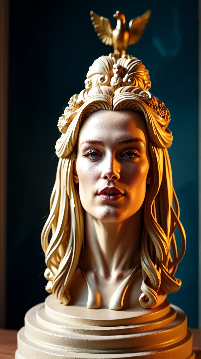 (((Leonardo Da Vincy style))) A masterpiece sculpture of a beautiful goddess, Aphrodite. a Mobius universe form begins to end , and continuously renovated. ((Cosmic ,celestial style))Realistic, sharp images 16K UHD fantasy art, in the style of, Leonardo Da Vinci, Artgerm, illustration, epic, fantasy, intricate, hyper detailed, artstation, concept art, smooth, sharp focus, ray tracing, vibrant, (stars, moon) cheerful, happy, (look at viewer:1.2) (skin texture) (film grain:1.3), (warm hue, warm tone) :1.2), full body close up, cinematic light, side lighting, ultra high res, best shadow, RAW, kodak vision 3