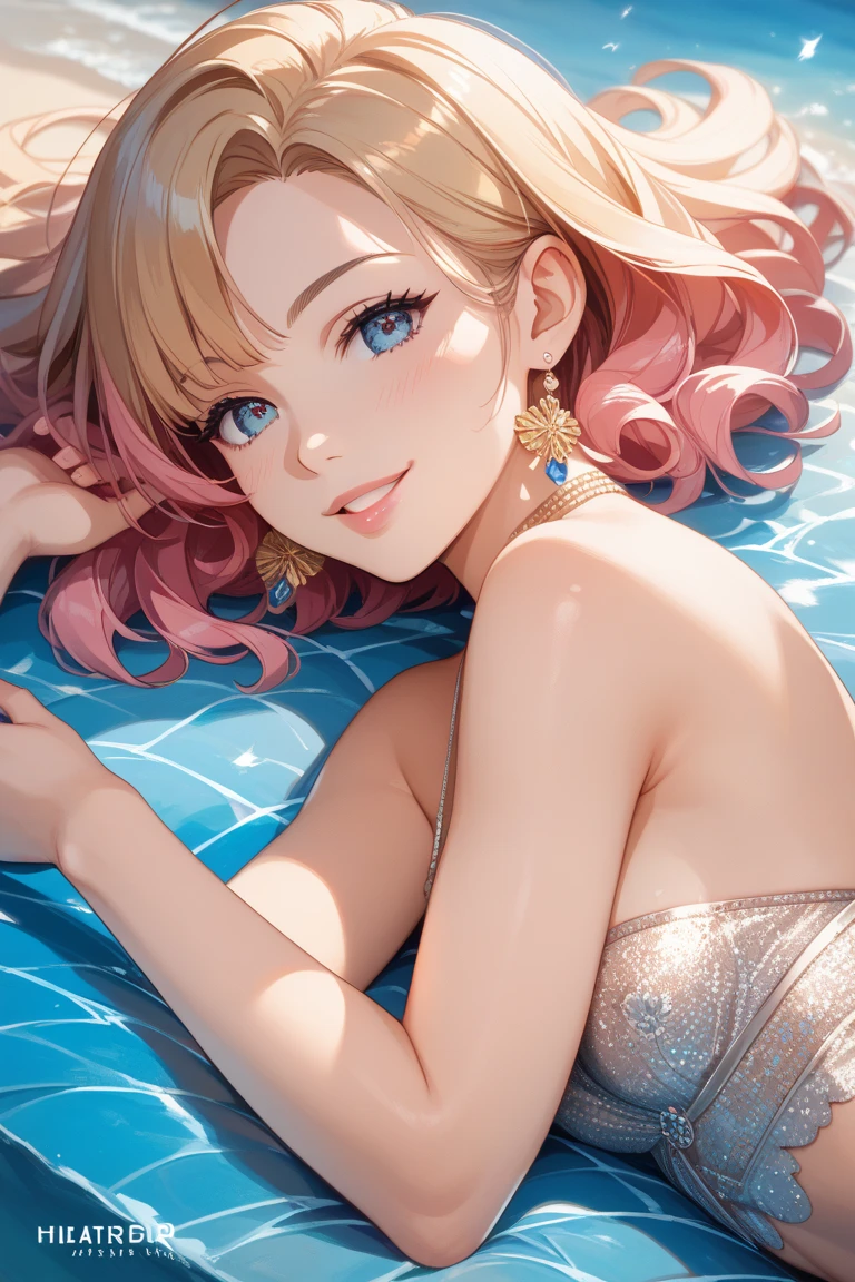 (masterpiece), best quality, highres, 4k, 8k, intricate detail, cinematic lighting, amazing quality, amazing shading, soft lighting, ultra detailed skin, ultra detailed face, perfect eyes, small skin imperfections, 1girl, Beachy waves, saggy breasts, Hourglass body, black eyes, Balayage hair, colorful cave lights during night time, oily skin, dynamic angle, colorful glowing cristals, night, hair ornament, intrincate clothing, sexy, 35mm, analog style, a realistic photo, film grain, (photorealistic:0.6), taken by a canon eos r5