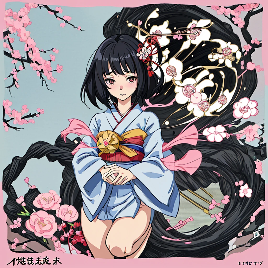 (masterpiece), maximum quality, (anime: 1.5), (official style: 1.1), (kanroji mitsuri: 1.1), (kimetsu no yaiba: 1.1), (very aesthetic: 1.1), (best quality: 1.1), (intricate: 1.4), (overall detail: 1.1), (1 girl: 1.1), (standing: 1.1), (happy: 1.1), (simple background: 1.1), (facing the front: 1.1), (straight-on: 1.1), all nude pose