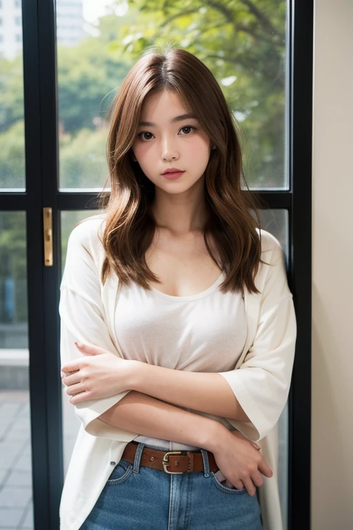masterpiece, 1 beautiful girl, Detailed eyes, Puffy eyes, highest quality, 超A high resolution, (Reality: 1.4), Cinema Lighting, Asian Beauty, Japanese, Super Beauty, Beautiful Skin, Slender, Body facing forward, (Surreal), (High resolution), (8k), (Very detailed), (Beautiful and detailed eyes), (Ultra-detailed),  (wall-), Detailed face, Bright lighting, Professional Lighting, View your viewers, Look straight ahead, Diagonal bangs, Brown Hair, tall, 

Age 25, 1 person, ((Beautiful female announcer, Cute mouth:1.2)),

((A cute cotton T-shirt with a deep U-neck that fits snugly against the body., Super short cute shorts, I can see your beautiful thighs:1.2)),
((Gorgeous Earrings, Long Necklace)), 
((pale pink wall, Near a tall window, The sunlight shines in, Bright room:1.2)), 
((Sit with your back against the wall in the room and your chest out, Holding feet with hands, Open your legs a little:1.2)),
(From the feet to the whole body, Pay attention to the beautiful thighs:1.2), 

((Big white bed in boyfriend&#39;s bedroom, lie down on a fluffy bed)), 
((Sexy atmosphere, Kissing Mouth, hold out your lips, Cute and shy, Gazing intently at the audience)),
((Have an ecstatic look on your face during sex, A sigh escapes,No bra)),

((The cleavage is fluffy, Beautiful breasts)), 
((Squinting)), 
((pursing lips:1.2)),
((Blushing:1.2)),
((Mouth slightly open to reveal white teeth, Stick out your tongue a little)), 
((Body facing forward)), 

Realistic skin texture, Fair skin, Shiny skin, Beautiful skin on legs, Beautiful feet, 
Very detailed face, Slim face contour, Beautiful small face, Beautiful Nose, 
超Detailed eyes, Slit eyes, Brown eyes, double eyelid, Ultra-thin eyebrows, Thin, long eyelashes, 
Ultra-detailed唇, Plump and moisturized lips, Glossy pink lips, Flushed Cheeks, 
Beautiful actress&#39;s languid make-up, Pink lipstick, Smoky eyeshadow, Eye foundation, 
Dark Brown Hair, Delicate soft hair, Hair blowing in the wind, 
(Elegantly putting your hair up, Medium Short Hair, ponytail:1.2), 
Layered Cut, (Blunt bangs:1.2), 


