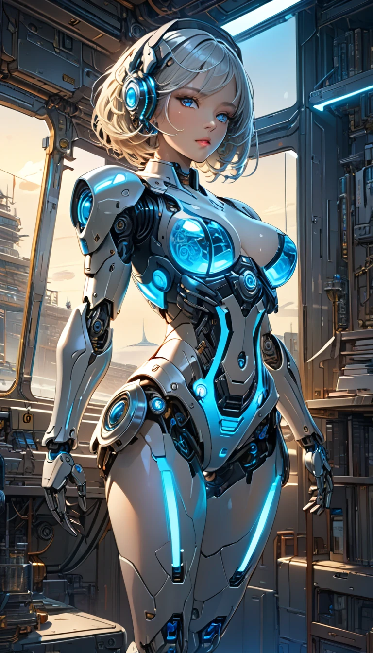 A close-up of a woman in a futuristic suit with a gun, cute chica cyborg, 3D 8k rendering character art, cyborg - girl with silver hair, girl with mecha cybernetic armor, perfect anime cyborg woman, perfect android girl, biomechanical oppai, beautiful cyborg girl, chica cyborg, science fiction character, female cyberpunk anime girl