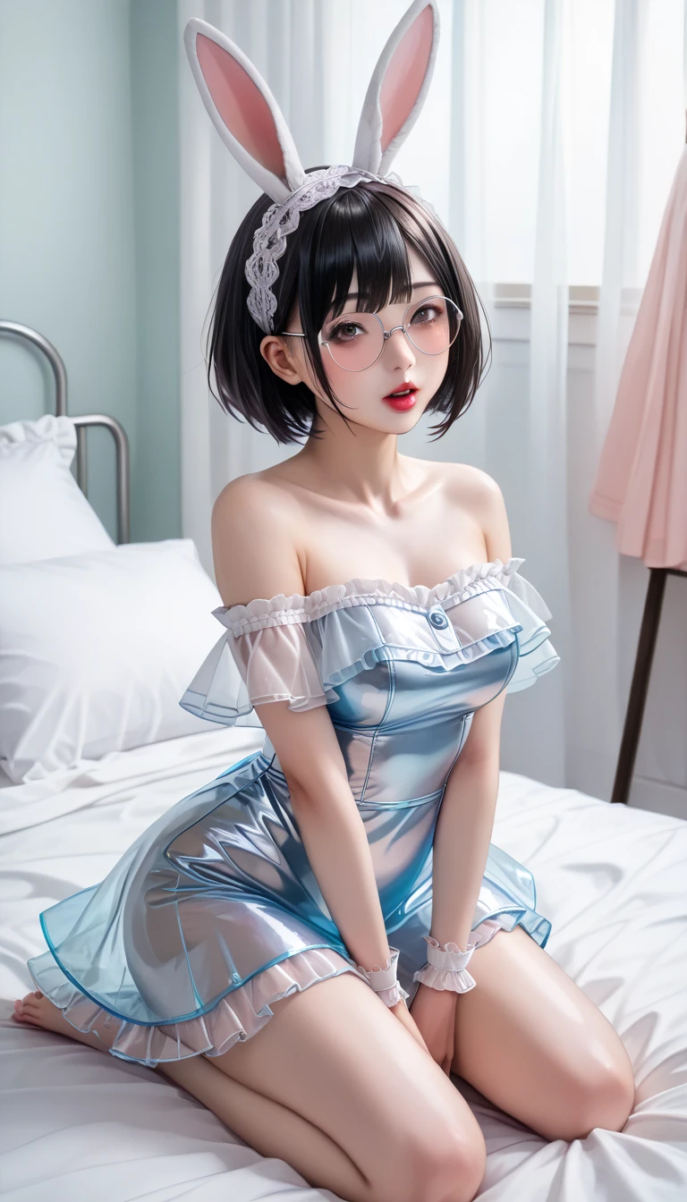 (Overlooking figure)、Dynamic Angle、Super detailed、figure、 Straight、One girl、(Fantasy:1.4)、
(Blue Eyes:1.2)、(Glowing Eyes:1.2)、(Beautiful and detailed:1.1)、(Silver Hair:1.2)、(Messy Hair、Very long hair、French Braid、Hair between the eyes、Side Lock)、
(Blue Hair Flower:1.1)、(Chiffon dress、blue floral pattern on uniform)、(uniform:1.2)、(Removable sleeves、Wide sleeves)、(Fingerless gloves)、choker、
(Shrine Maiden Knee Socks)、High heel boots、(Expressionlesouth closed)、(Are standing)、(White ancient palace、Classic princess bedroom with dressing table and French windows)、
(White flowers are blooming)、(Dull Blue World Tree:1.1)、(Remains)、(night:1.2)、dream-like、(Delicate fingers and hands:1.0)、(Finger details)、Accurate 5 fingers、zettai ryouiki、(Large Breasts:1.5)、(see-through nipples:1.1), (see-through pussy:1.5)