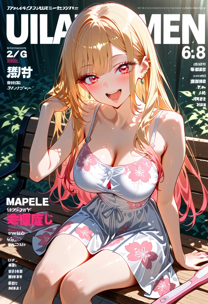 1girl, smile, nsfw, naked, mochizukierena, blonde hair, hair between eyes, french braid, hair ribbon, purple ribbon, very long hair, green eyes, , empty eyes , large breasts, solo, nsfw, nipple, ride a bicycle