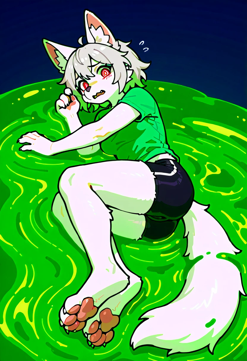 alone, Detailed hair, young,one-piece swimsuit,Firmware version, furry anime, Bragon, very cute face, Blushed, young, Detailed background, Detailed fanart, pixiv, number, masterpiece, high quality, high resolution,Lie on one's stomach,freezing,Frozen in ice,Only the head is exposed,random color,random species,personal portrait,The tail is in the right position
