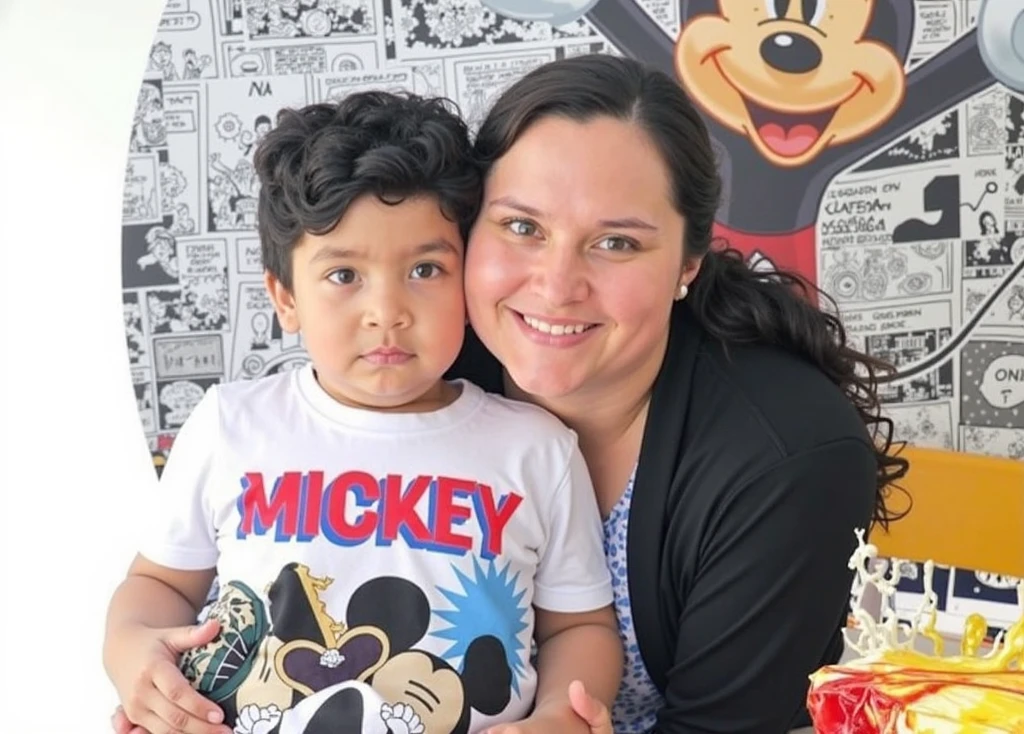 Create a Disney Pixar-inspired poster with this family, having a happy day.