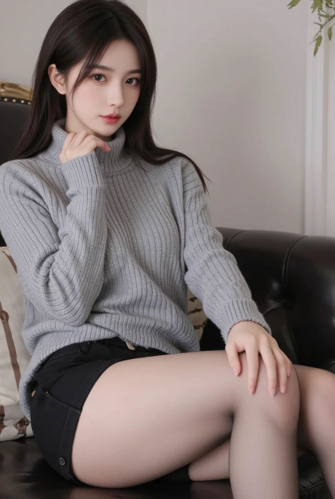 Married women((highest quality、8k、masterpiece:1.3)) Open legs Thick pubic hair Braid Brown Hair bangs short hair