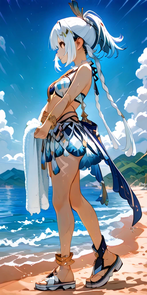 nahida genshin,Cute style，Antique clothes，Ocean park，Poster publicity style，Pose，Simetall，C cup，Happy expression