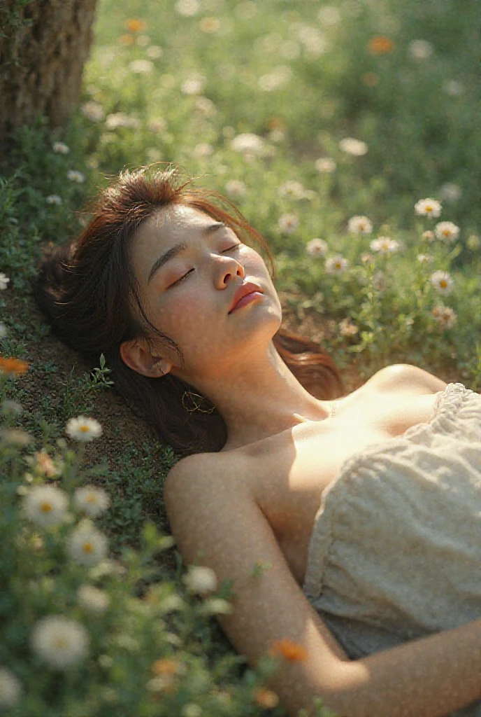 very cute, extremely detailed eyes and face, eyes with beautiful details,((extremely detailed face:1.3)) Japanese idle (Japanese actress), (11 years old school girl:1.6),((nude,nsfw,nipples,splead pussy)),extremely small breast,braid hair,extremely detailed plump lips,street snap,armpit hair,from next,((right next to me)),((extremely tanned and sweaty and face in midsummer:1.2)),((cowboy shot in the outdoor flower field:1.6)),((extremely smiling at me,extremely pissing pussy)),((spread legs and spread pussy vaginal dilation:1.8,extremely gigantic gaping monster pussy close up:1.4)),((POV SEX into pussy hole sleeping on her back on flower field:1.5)),