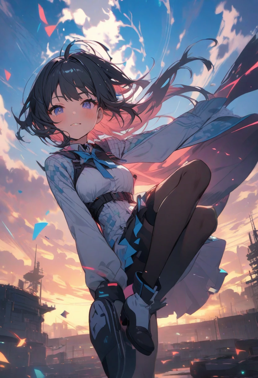 absurd res, high res, (masterpiece:1.4), ultra-detailed, 1girl, from above, space, floating
