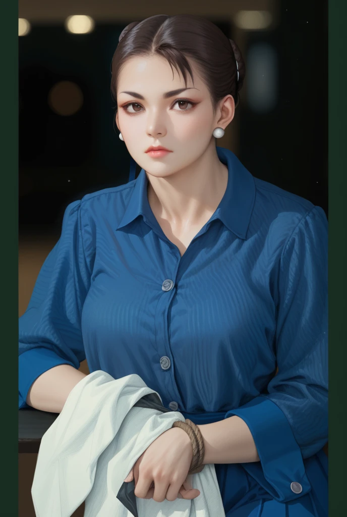 (best quality,4k,8k,highres,masterpiece:1.2),ultra-detailed,(realistic,photorealistic,photo-realistic:1.37),Unohana character,wonderful woman,slim and slim body,casual shirt,modern clothes.