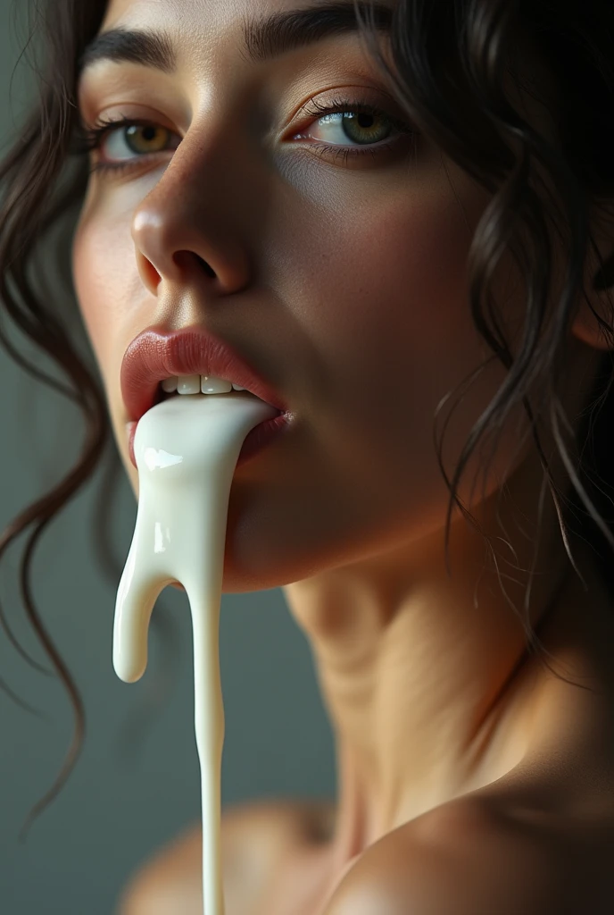 (orgasm face:1.0),white cum overflowing from the mouth,( bdsm, bondage, drool dripping, drool dangling) 8k, realistic, cleavage, drooling, drool all over chest, drool all over face, wet, pleading eyes, waiting to be tortured, lots of drool, sweating, drool dripping down chin