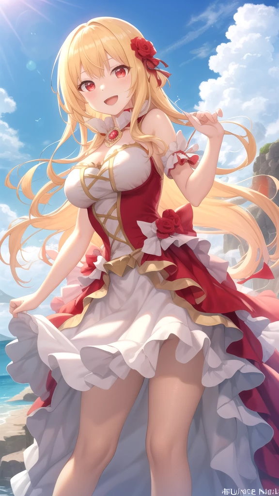 ((​masterpiece)), (top-quality), (detaileds),4K resolution. 1 Girl Sharp Focus、a blond,Princess Cut,odd eye,Older sister,diet,long,Red Rosa,tiarra,Black Dress,curlyhair,small tit,small tits,Cool,Rose Dress,embroideries,oriental,A sexy,Sareme,garden,Sunnyday,blue-sky,Confetti、small nose,narrow nose and small nose,,,,,,,,,,,,,,,,,,,,,,,,,,,,,,,,High small nose,small nostrils,see -through,Full body like,oblique,1girl in,Golden hair color,Light hair color,Beige hair color,Rosa,Red Rose,Rosa,Red Rose,Rose Dress,weddingdress,Arm Cover，Adults，adult lady，veils，Kamimei,Red Rose,Rosa,Rosa,Rosa,Rosa，Rosa,Red Rose，Big sister，adult lady，adult lady，adult lady，，adult lady，adult lady，Adult Women Mermaid Dresses，Mermaid Dresses，corsets，corsets，corsets，corsets，A smile，Straight bangs