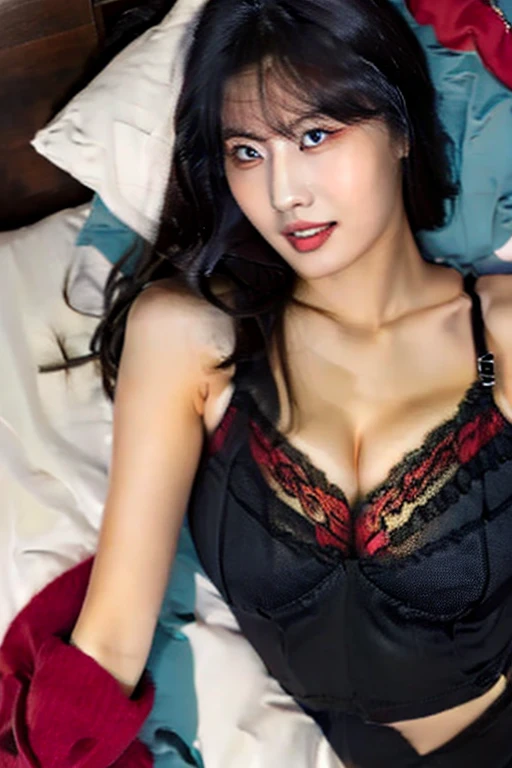 (Elegant floral swimsuit, No bra, The shape of the nipples is visible, Spread your legs a little:1.5),

((Age 25, Elegant beautiful female announcer, Sexy body, Naughty older sister, She flashes her breasts at me and tempts me:1.4)),
((Just me and my girlfriend, Making love while lying down with our heads on the pillow, I kiss her, It feels so good to be kissed by her plump lips, Touching her breasts over her swimsuit, She gets so comfortable she gets totally naked, Her  are incredible, I gently lick her nipples, I inserted my hard cock between her legs., Her moans get louder、I feel ecstasy, I also feel good、The pace of her hips gradually increases, Her face is flushed, Finally, I reached my climax、I cum on her face, She licks my cum-covered dick :1.3)),
Ultra-detailed lips, Fuller lips, Glossy pink lips, Flushed Cheeks, White teeth, 
Beautiful actress&#39;s languid make-up, Pink lipstick, 
