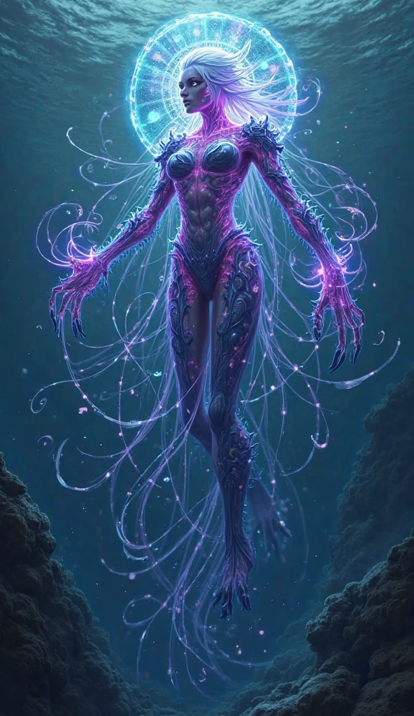a woman with fluorescent paint on her body, galactic light colors, model painting, blue paint splash, bioluminescent glow, vibrant scattered light, glittering skin, cosmic girl, nocturnal palette, uranium, pigment, Mysterious, tentacles hp_lovecraft_style,