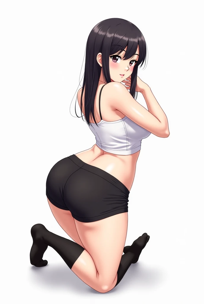 1girl,silver hair,dark skin,purple hair, dolphin shorts, pink shorts, looking back, ass, pantyshot,, masterpiece, best quality, highly detailed
,ชุดรัดรูป, camel toe, โชว์กางเกงใน , โชว์หน้าอก, หัวนม, mini bikini,