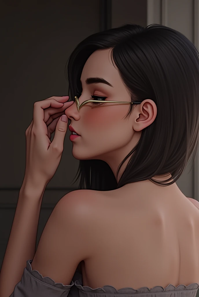 ((masterpiece)),(((highest quality))),((Reference Sheet, Character Design, in front, looking at the viewer , girl with glasses~ ~ side, Mr..々Hairstyle, Mr..々Performance, Facial Expressions)), 30-year-old sleep, (girl sleep in a bed), Cute type, (curvy:1.4), (normal ass:1.4), Realistic buttocks, Big Breasts, big , thick thighs, Long legs, It's not a big deal, ((High quality fabric, nude, no panties, topless, stockings)), (sleep in a bed:1.0)) girl with closed eyes