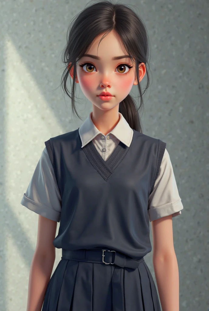 A girl，15 years old，Clothes were torn，Embarrassed，Soaked，3d，Very detailed