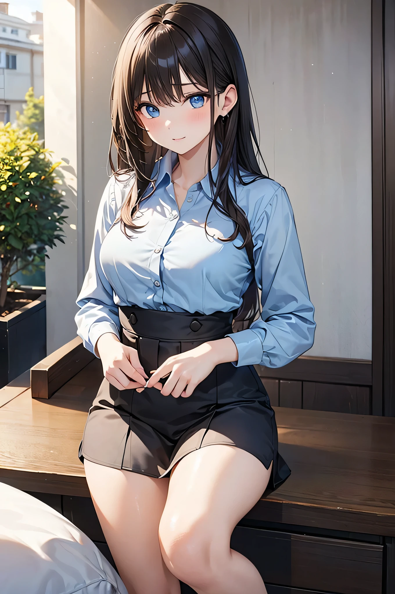 a 16 year old girl in a school the school is closed and its night the girl is smileing and she is wearing sexy bra and panties