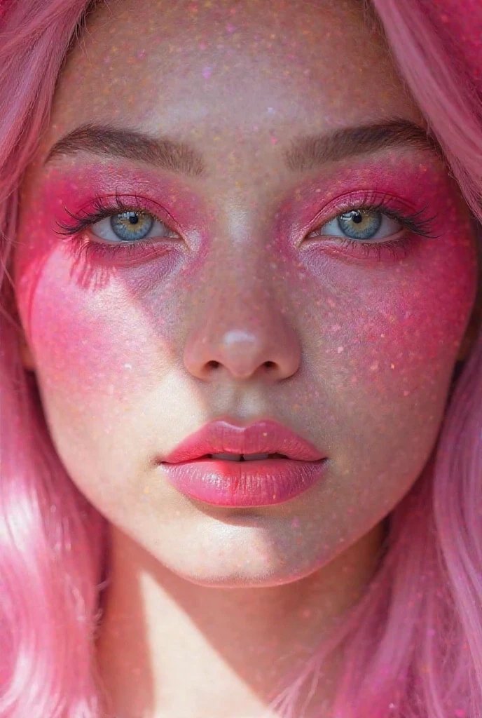 Stable_Yogis_PDXL_Positives2 extreme, godrays, 1girl, black room, pink hair, blue eyes,  dutch_angle, , oiled, ,  face focus, skin texture focus