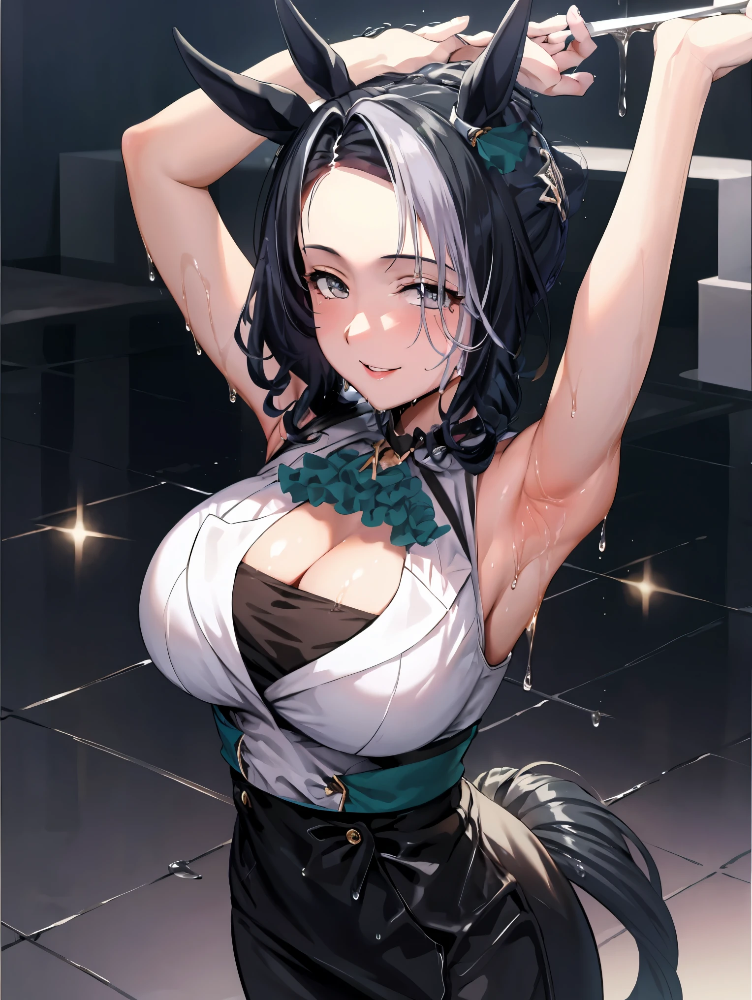 {{masterpiece}}, The best quality of life, 超High resolution, Attention to detail, high quality, High resolution, 最high quality, 4K, 8k,Attention to detail,((hair over one eye、Black long hair、curi inside hair))) 、One person, 1 female、Perfect proportions,((Perfect blue eyes、Morose countenance、makeup)) ,((White background))、(((plunging necklines:1.2, black elegant dress、earrings、choker、black Sheath gloves,bracelet )Cowboy Shot、Watching Me