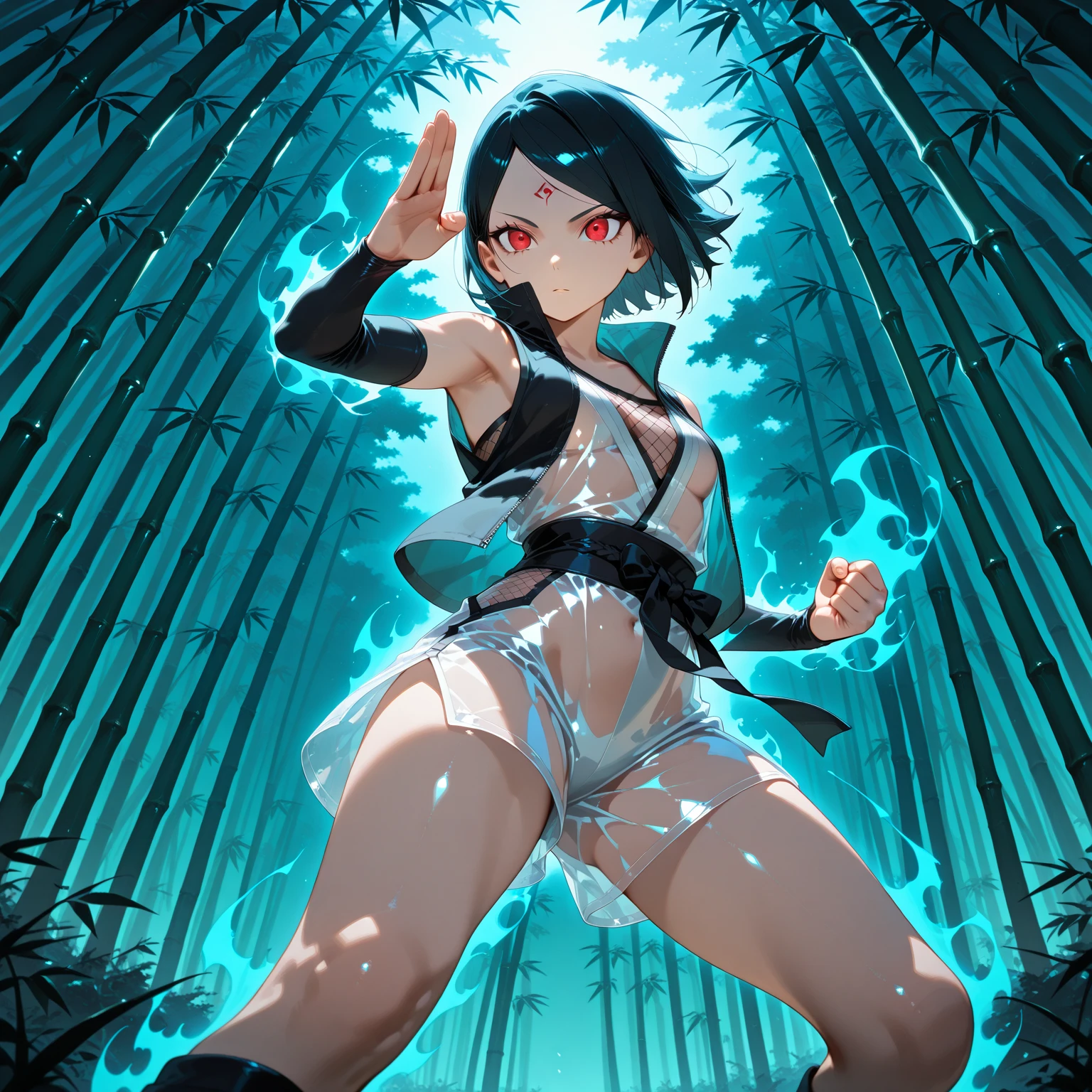 great quality, (1 woman), Sui-Feng, Soifon, Bleach, diamond face, perfect eyes, (wearing mage robe), mage robe, (standing) magic, casting spell, strong shadows, full body, detailed face, (casting spell), blue flashes of light, blue sparks, in battle, detailed abs, shinying eyes, (masterpiece), direct light, underlight, strong jaw, (large boobs), massive ass, thick thighs, (long torso), wide waist, skinny torso, fit, perfect face, sexy, (blushing),