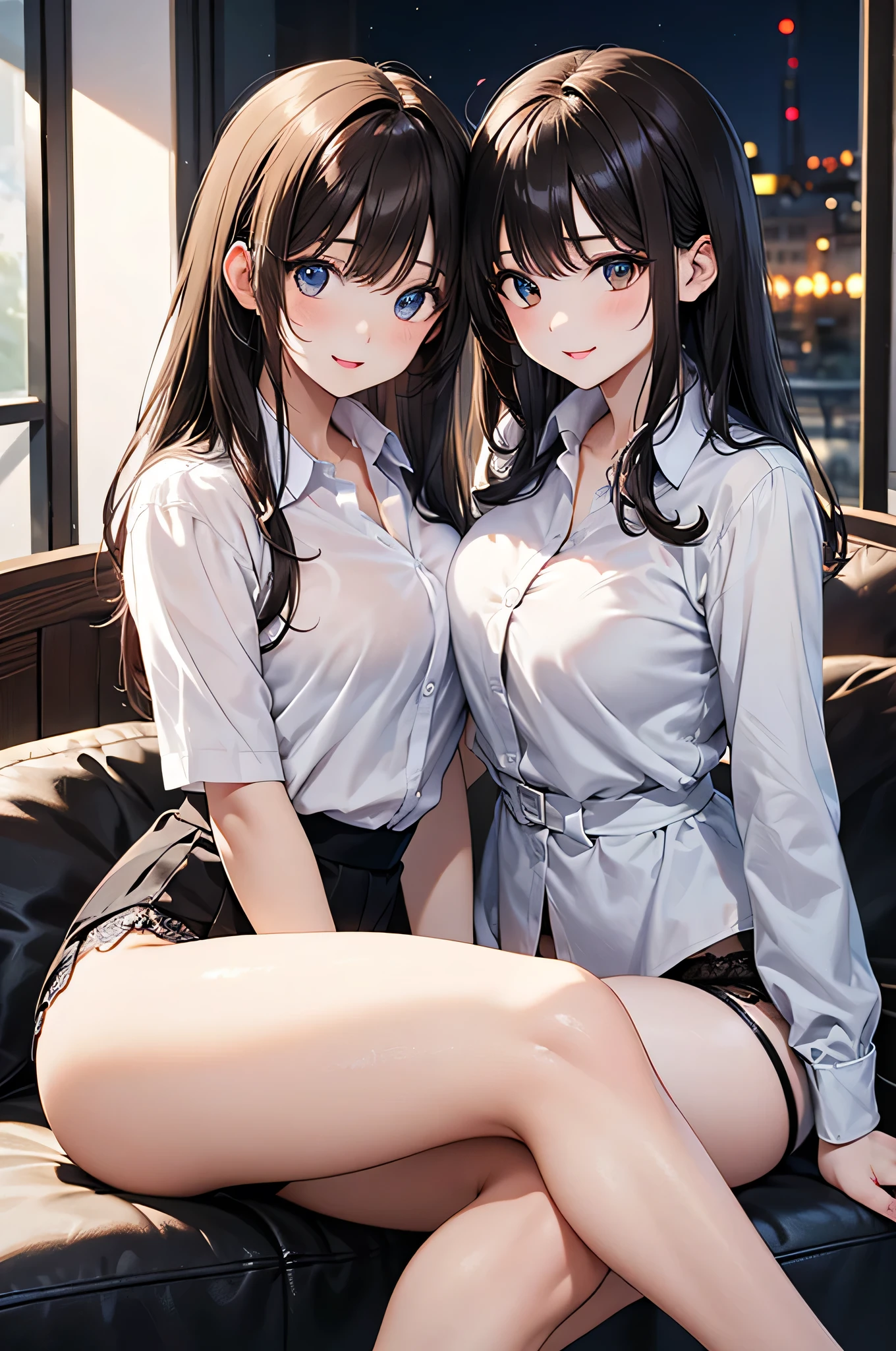 realisticlying、2 females、Polo shirt、Wearing underwear、Bedrooms、realisitic、A sexy、Cleavage emphasis、Face smile、Breasts a little bigger