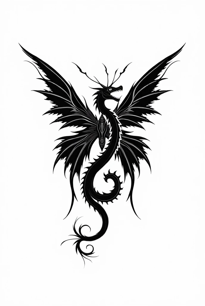 black dragon
a design that looks like one stroke of calligraphy
White background
White and black only
Pretty cool
chic and modern design