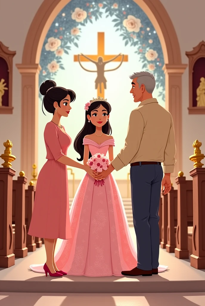 DISNEY PIXAR COVER AT HER BAPTISM WITH HER TWO GODPARENTS