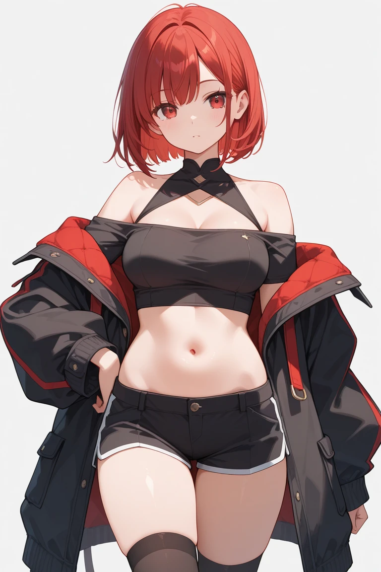 ((best quality)), ((masterpiece)), (detailed), NSFW, small breasts, prominent collarbones, skinny arms, flat stomach, visible hip bones, long hair, red hair, white hair, blonde hair, dark hair, ponytail, thick ponytail, heavy ponytail
