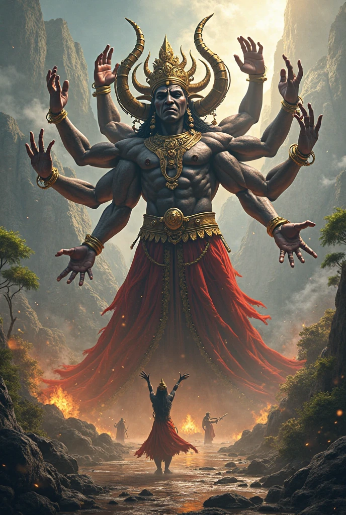 ravana doing pooja of shivalinga