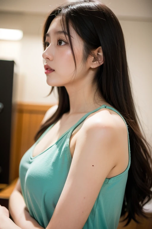 25 years old, sexy office girl, 8K, Highly detailed, green eyes, long hair, cinema