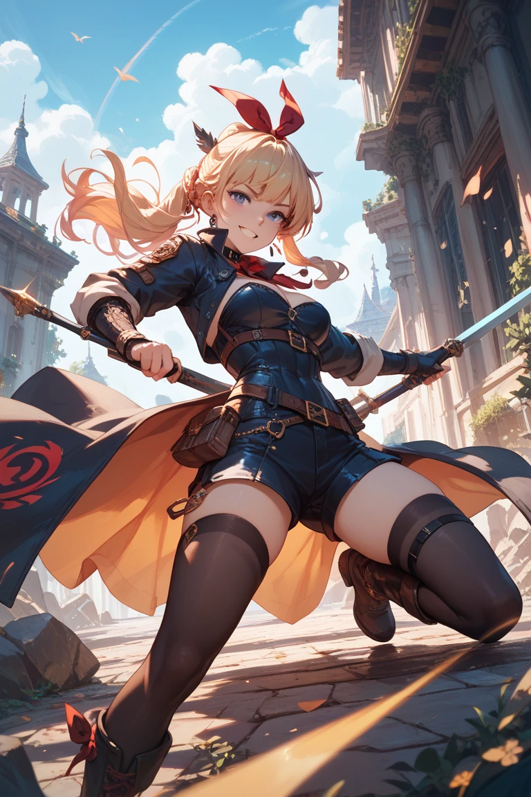 (((1girl))), ((best quality)), ((masterpiece)), ((ultra-detailed)), (illustration), (detailed light), (an extremely delicate and beautiful), (beautiful detailed eyes), (sunlight), ((extremely light)), ((extremely clothes)), (((hyper detail))),(((((front lighting))))),(((((front light))))),
((((quite adorable and cloth armor with a pleated skirt and headband)))),
((((Expert Ninja)))),
,
(((wavy short manish bob))), ((((yellow gold hair)))), (((short hair))),
(((deep red eyes))),
((((whole body)))), aged 5 to 8, ((((())))), ((((very adorable young girl)))),
((condescending expression)), ((mischievous smile with sexual satisfaction)), (((extra adorable))), (((((extra slender shape))))),
(((((extremely beautiful detailed face))))),
(((dynamically andattacking enemies with a blade))), (((elegant boots))),
(Dutch angle), (((elegant gloves))), ((transparent magical underskirt)), ((a little bit exposed adorable magical panties))