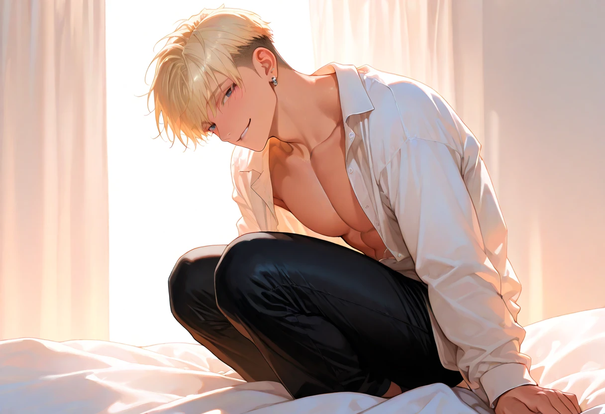 Boy scratches his stomach