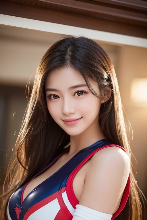 Ultra HD resolution, Professional candid Photography, erotic mood, ((21 year very sexy super-model in a gym, smiling at the viewer, Long Brunette wavy wet hair, sweaty skin, medium firm breasts:1.2, ultra realistic sweaty skin, in a gym at night, smiling at viewer, wearing very sexy red gym wear, exposed cleavage)) (posing like a super model, in a gym at night, captivating eyes, seductive looks, smiling at the viewer, natural red lips, attention to detail

