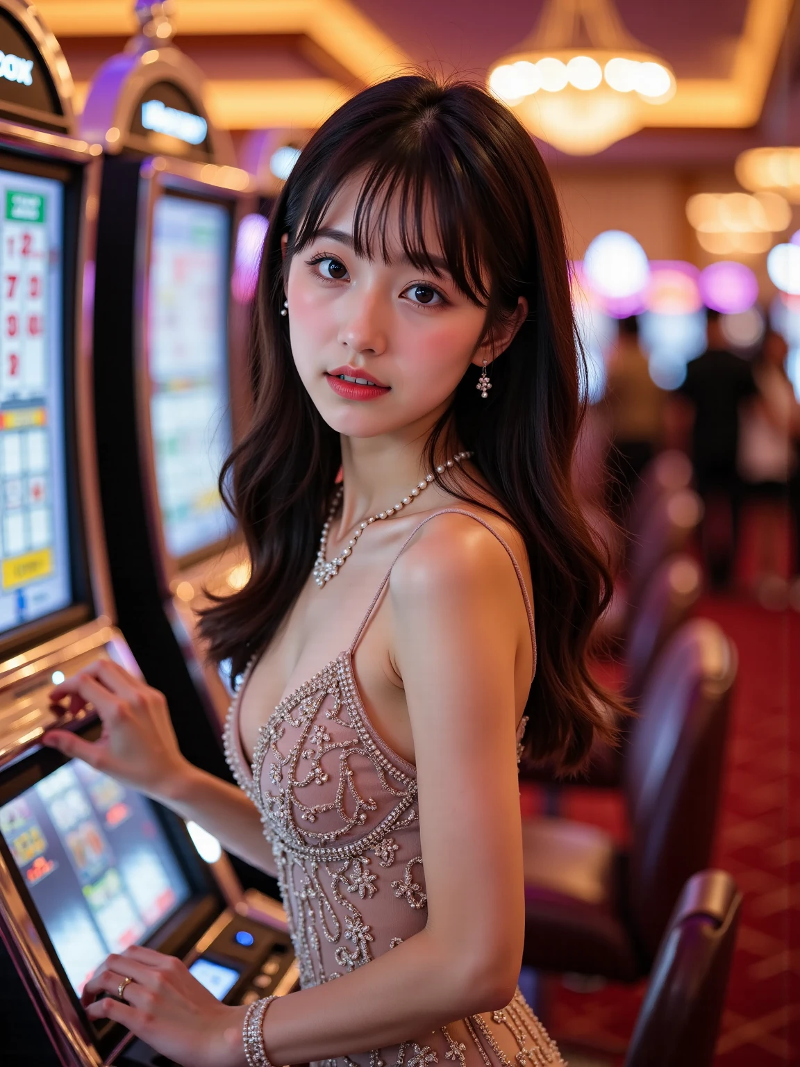 ((best quality)), ((masterpiece)), (detailed), casino girl, dress