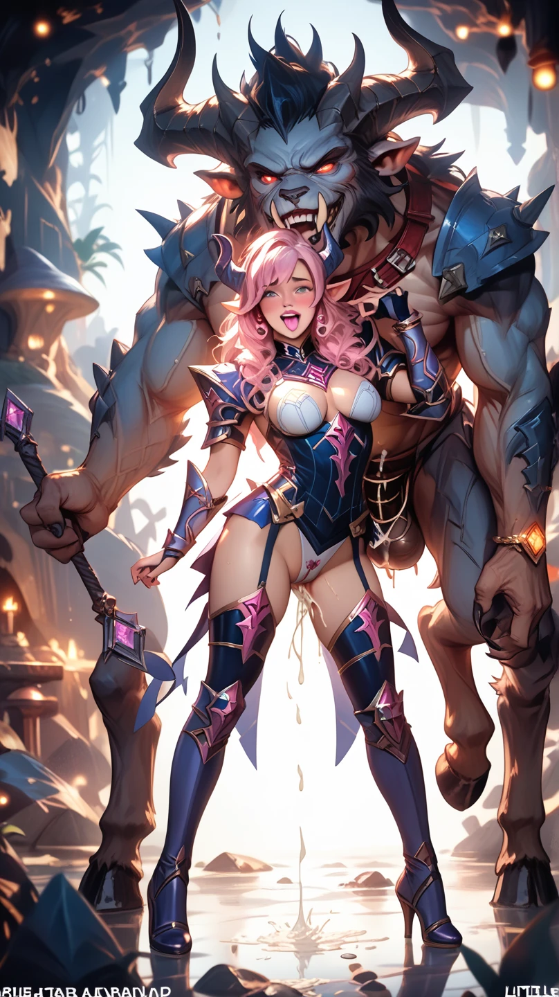 Little, Warrior Girl, Black high leg swimsuit, sword,armor、Anna of Arendelle、battlefield、There are a lot of monsters in the background、Fighting、Scared、shout