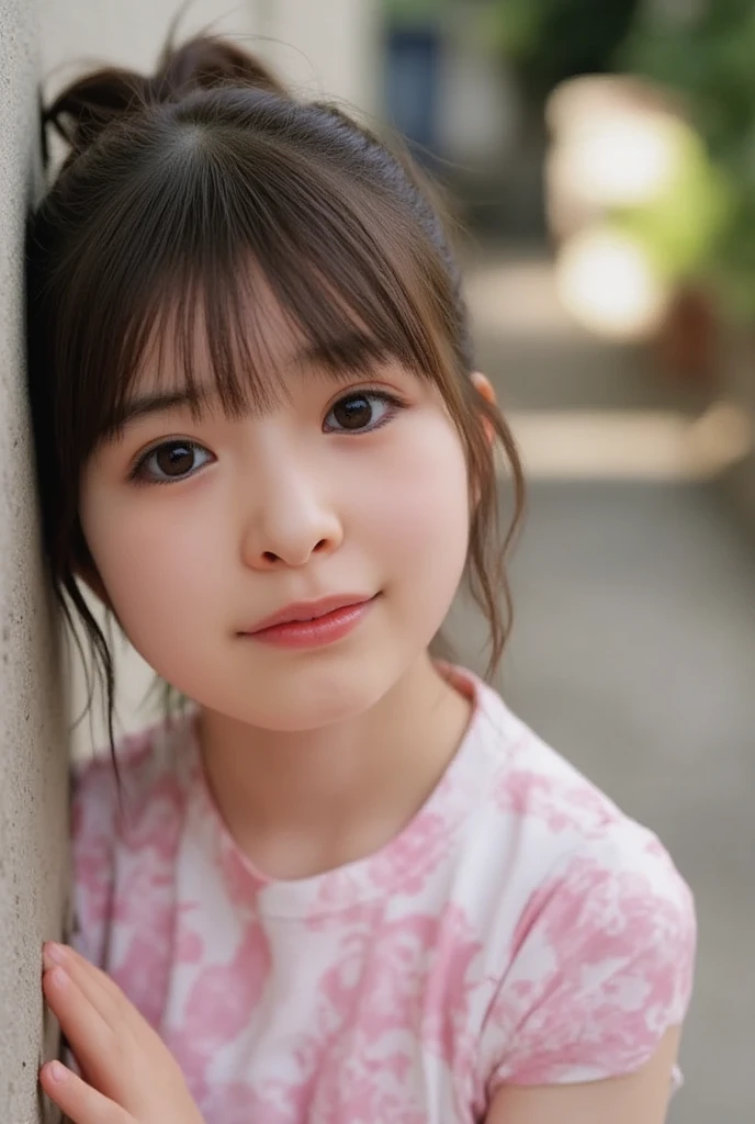 (Best-quality, Masterpiece, Ultra-High-Resolution, (Photorealistic:1.4), Raw Photo, depth of field, professional lighting), (1girl, the most famous Japanese child-actress), (((innocent smile))), ((((extremely cute and babyish-face))), (((extremely cute big-black-eyes))), (((extremely realistic beautiful-skins))))