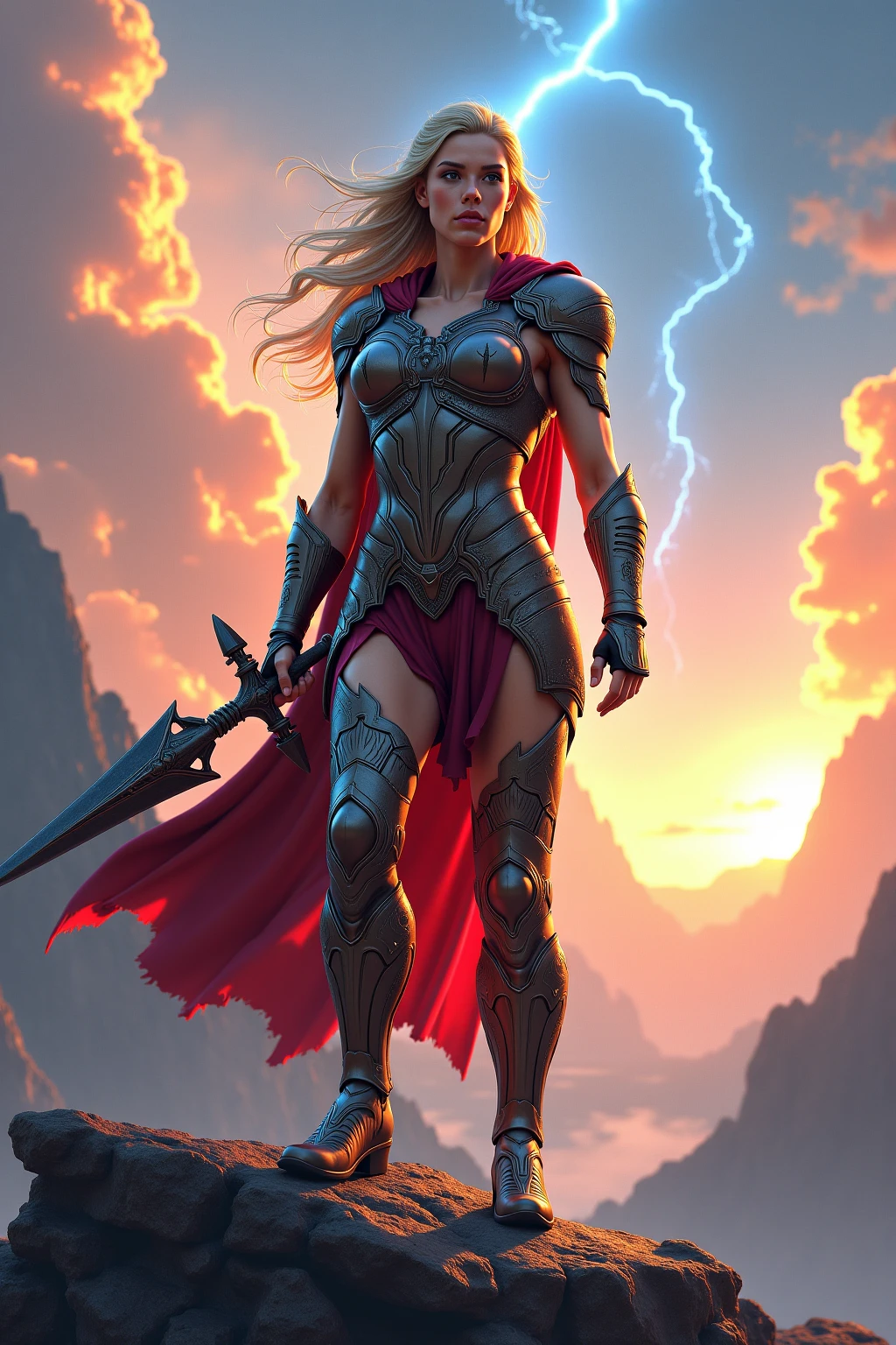 Uma mulher elfa alta e bonita, com pupilas azuis, desprezo nos olhos, a cold expression, uma postura altiva, peito para cima, armadura de luz dourada por todo o corpo, olhando para cima, foto de corpo inteiro, Spinning wind, lightning around the character, neve, inverno, flocos de neves caindo, tempestade de neve, fundo complexo noturno, altamente detalhado, (sombrio:1.3), Escuro, esmaecido, HDR, vinheta, Sujo