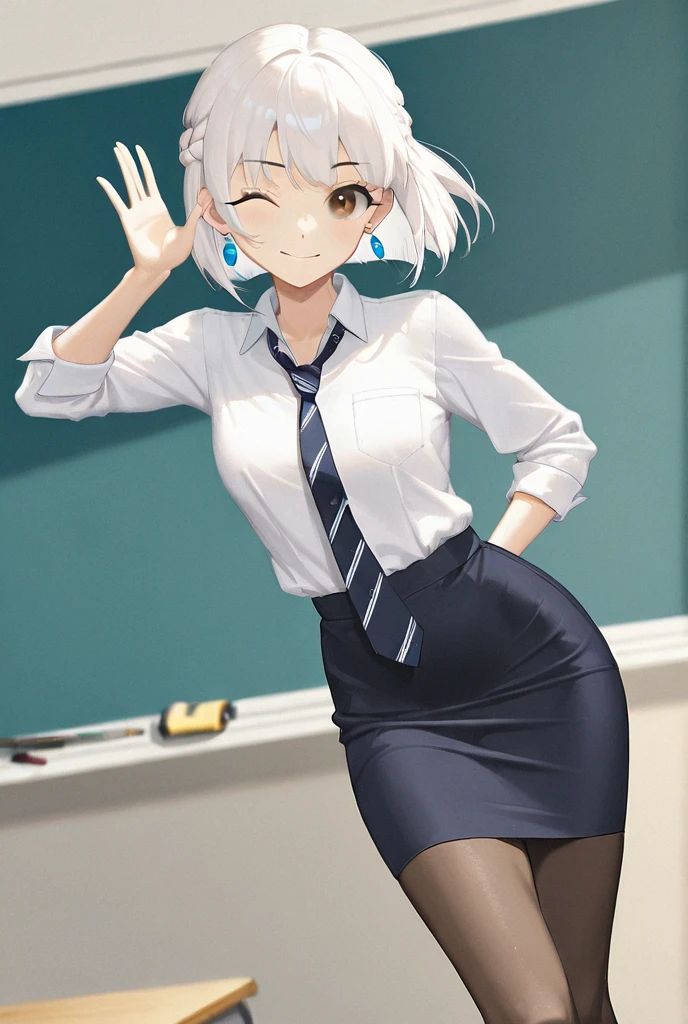 masterpiece, highest quality, high resolution, 1 girl, gray hair, short hair, blue eyes, medium breasts, OL, tie, black suit, pencil skirt, put your hands on your hips, outdoor,Idol Master,,anastasia,Knee-high boots,pantsスーツ,fighting pose, ((put your hand on the wall, standing backwards, show off your butt)), (Viewed from 10 meters to the right at a 45 degree angle)
(masterpiece:1.3),(very detailed:1.3),(High resolution:1.1),highest quality,Super detailed,1 girl,alone,cm \(The ultimate holiday\),hoodie,pants,looking at the viewer,smile,blush,