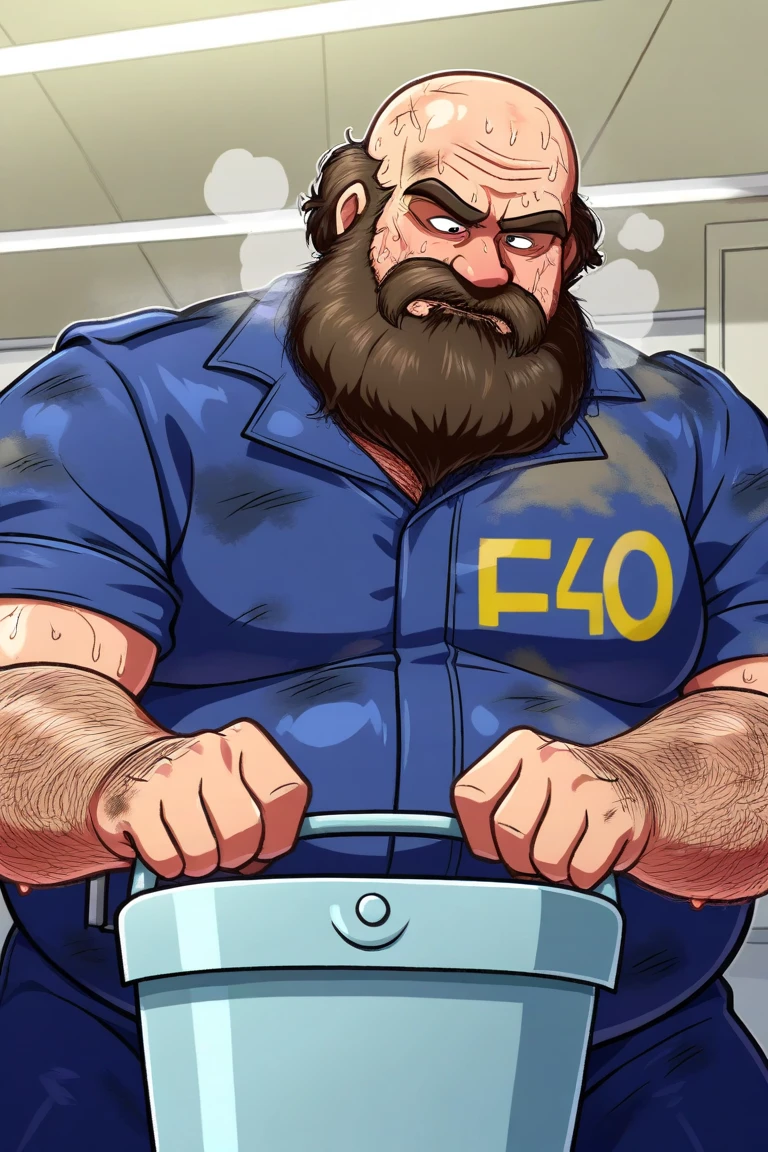 Young fat male. He likes smoking. He has small black eyes. Fat massive cheeks. He looks like a hipster. Has short black hair and black beard with massive mustashe. Wearing a black shirt and military jeans. Draw him like an anime character. He wear glasses. Draw him having fun time with his also blue haired girlfriend 