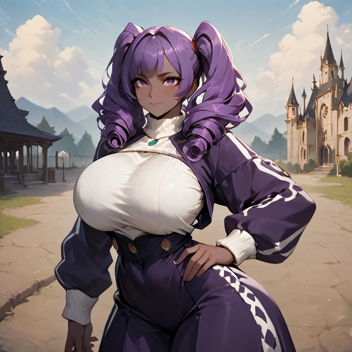 ((plus size)), smile, masterpiece, absurdres , highres, ultra detailed, cowboy shot, detailed face, detailed eyes, detailed skin, (1girl:1.3), pink hair, ninja