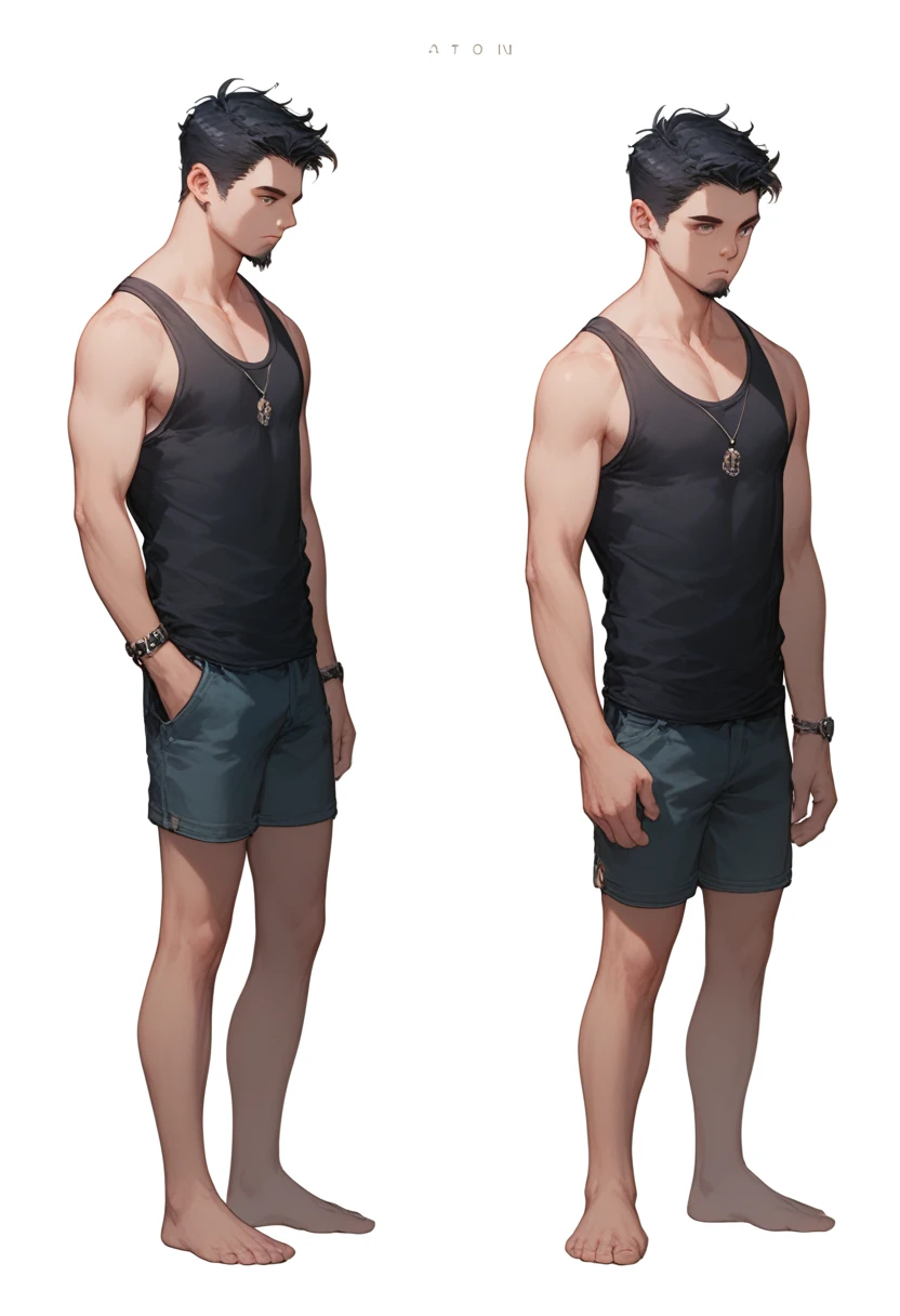Handsome man,20 years old,naked,short black hair(Animation character design
(Same character in 8 directions,reference sheet, solid white background)