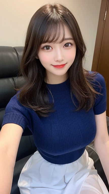 Tabletop, Highest quality, shape, Very detailed, finely, High resolution, 8k wallpaper, 完璧なダイナミックな構shape, Beautiful and detailed, Small breasts, Natural color lip, Random sexy poses,smile、20-year-old girl、Midnight、Beautiful and dense face、Perfect and beautiful face,Big eyes、Actual Photos(Best image quality),Lightweight off-the-shoulder dress(Long sleeve blouse)、looking at the camera、Please stand、Putting on gal makeup,Please take being cute seriously.、嬉しそうなsmile、