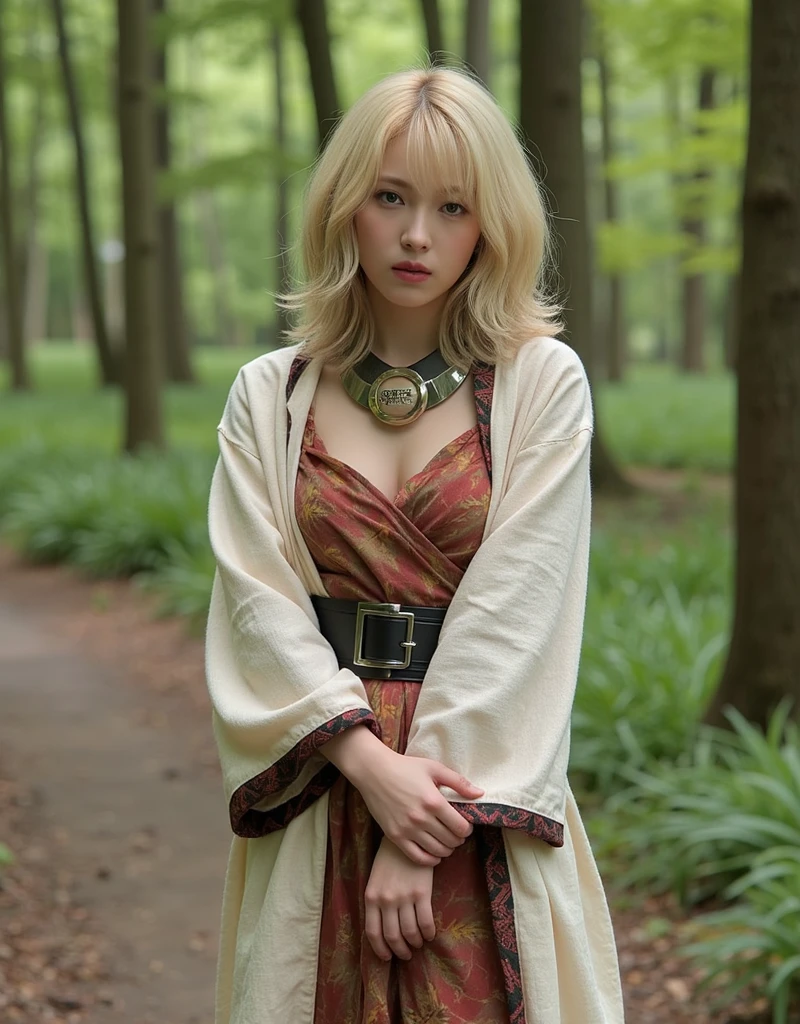 a beautiful albino asian girl in a lush dark forest, short hair, elvish costume, (best quality,4k,8k,highres,masterpiece:1.2),ultra-detailed,(realistic,photorealistic,photo-realistic:1.37),detailed face,intricate hair, detailed clothing, cinematic lighting, moody atmosphere, fantasy, mystical, magical