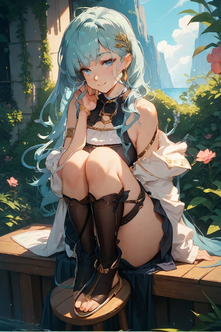 Jade foot,((Jade feet have a thick liquid on them)),(A black face),Beautiful and beautiful,high qulity,Pure,white color hair,White fox ears