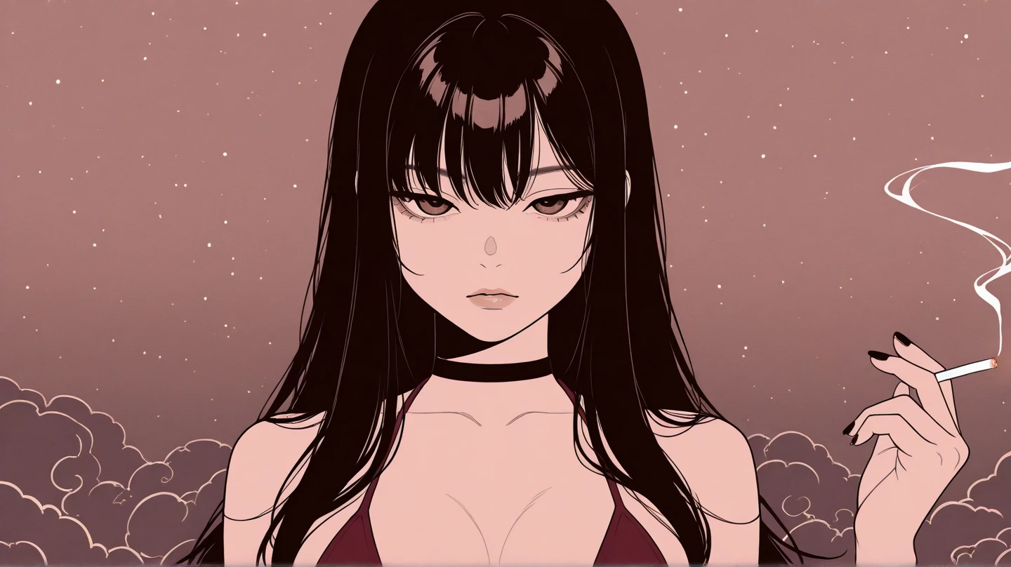(best quality, sketch:1.2), dark monochrome background, anime,illustrator,anime,1 girl, detailed lips,sweater,custom, ( background dark),neon hair,textured cropping,Canadian, masterpiece, style retro classic, noir dark, art, sketch book, (bob hair purple:1.35, black:1.55), bad women 