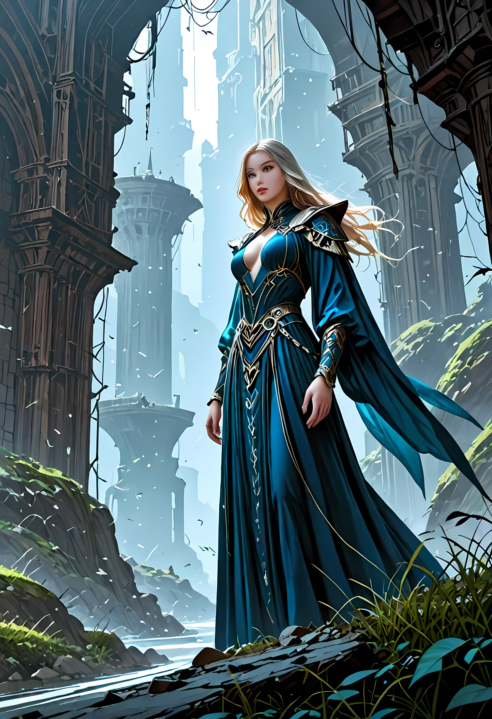 a woman wearing transluminescent dress, fantasy, Cinematic shot