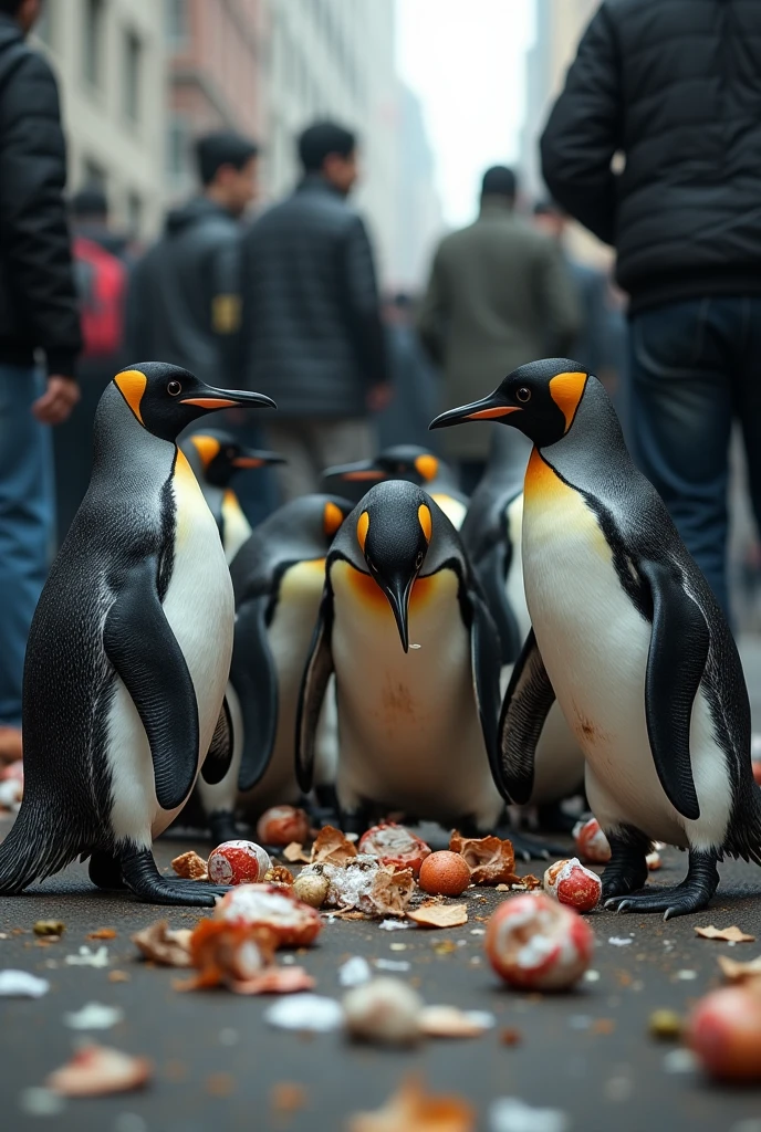 Chenese people eat some peach with penguin