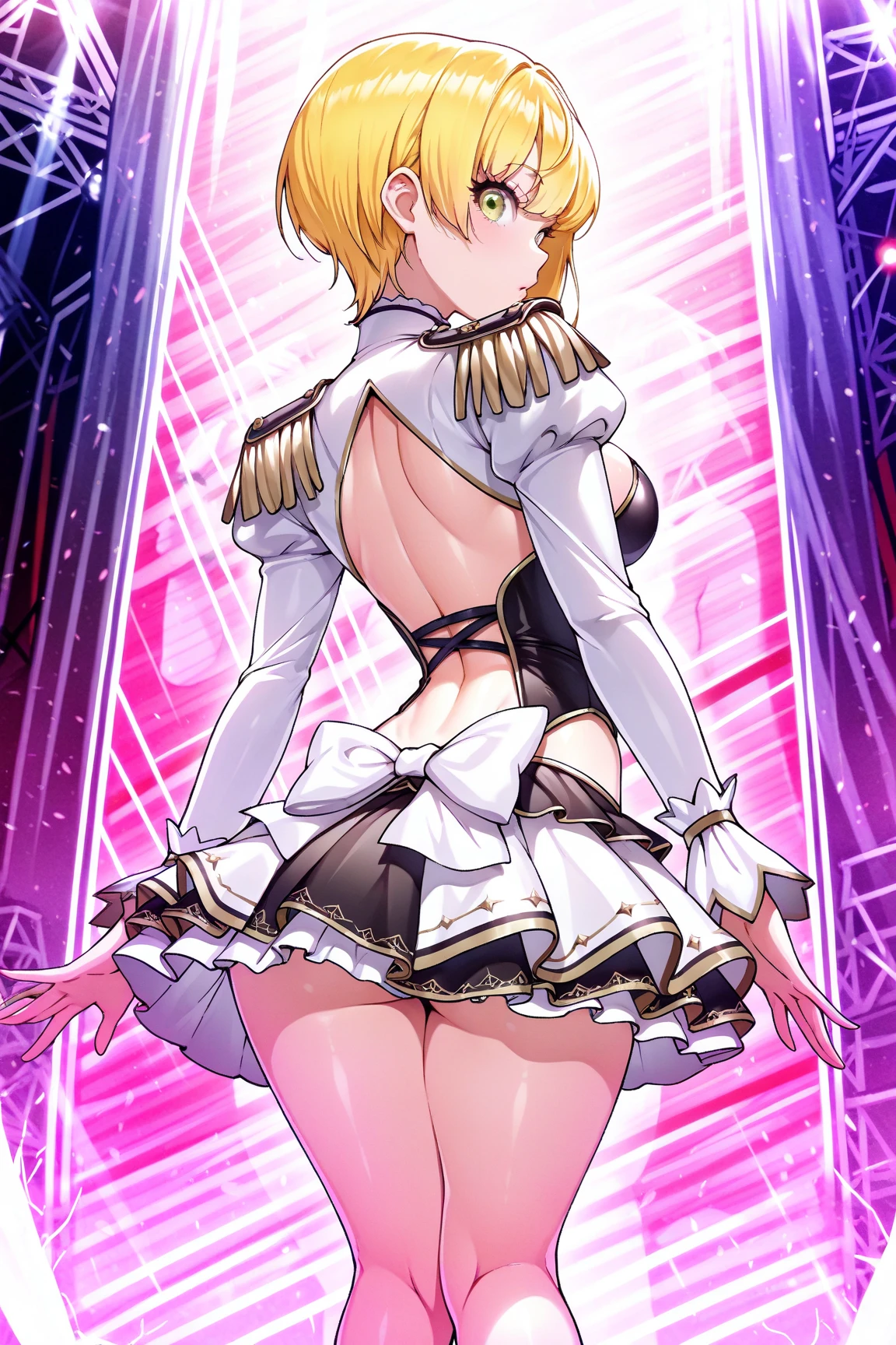 ,(masterpiece:1.2, high quality), (PIXIV:1.4),Volumetric Lighting,
Backlight,night,Short skirt@Nice butt，Beautiful buttocks